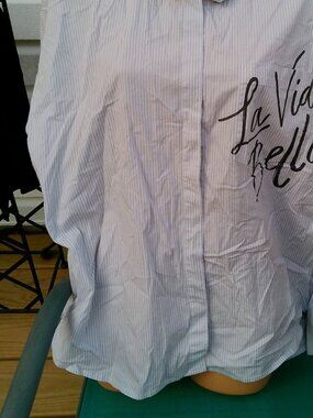 A NEW DAY BLOUSE SIZE LARGE GRAY STRIPE NEW WITHOUT TAGS